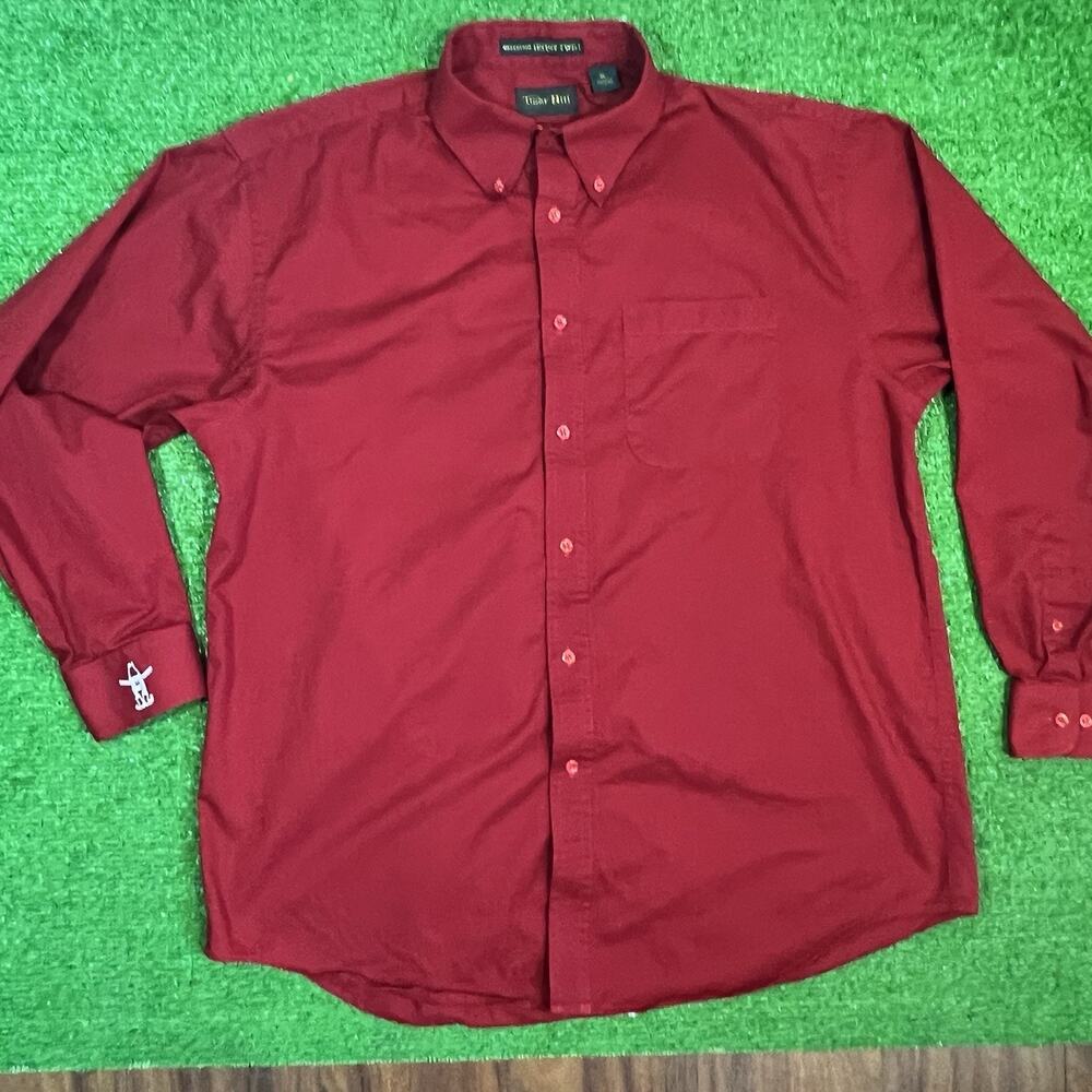 Vintage Rodeo‎ Button Down XL Red Tiger Hill 90s Houston Rodeo Logo HLSR Button